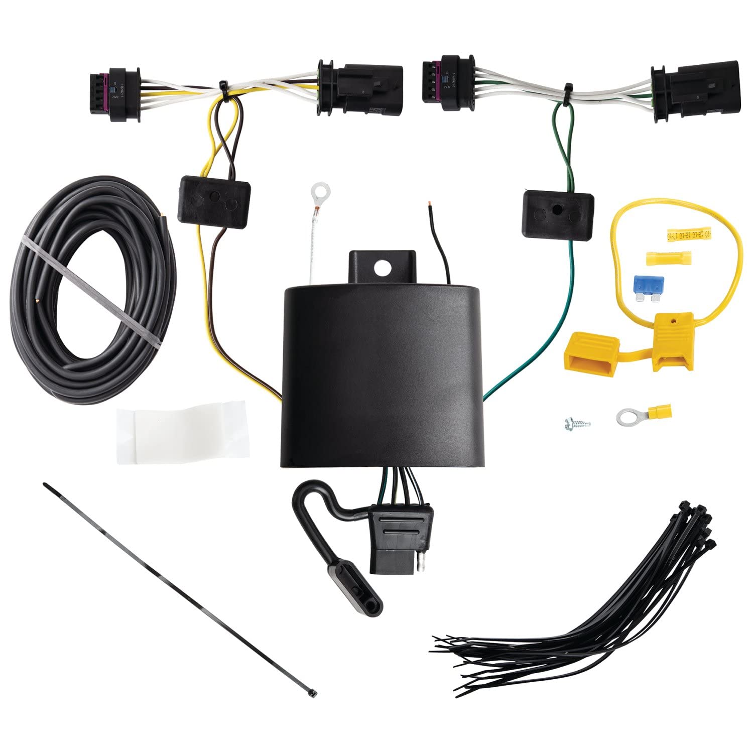 T-One TEKONSHA 118869 T-Connector 4 Way Flat Tow Hitch Trailer Wiring Harness Kit w/Circuit Protected ModuLite Module, No Cutting or Splicing Required, Weather Resistant