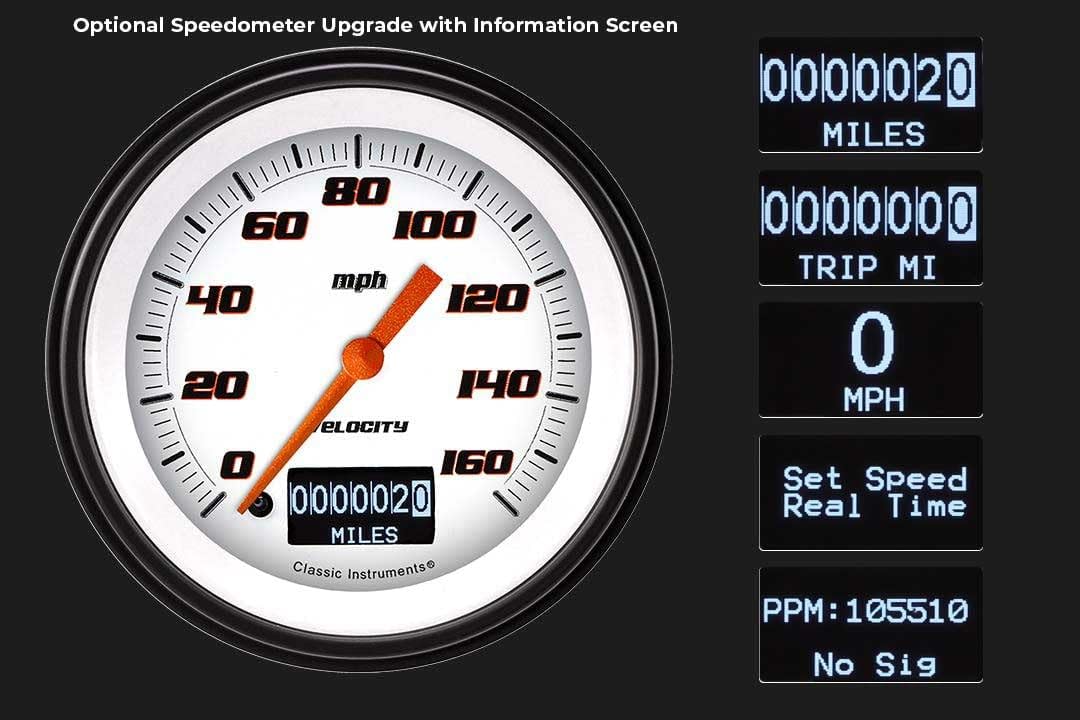 Velocity White Classic Instruments VS335WBLF Speedometer & 4 2 5/8" Gauges - GM Ultimate