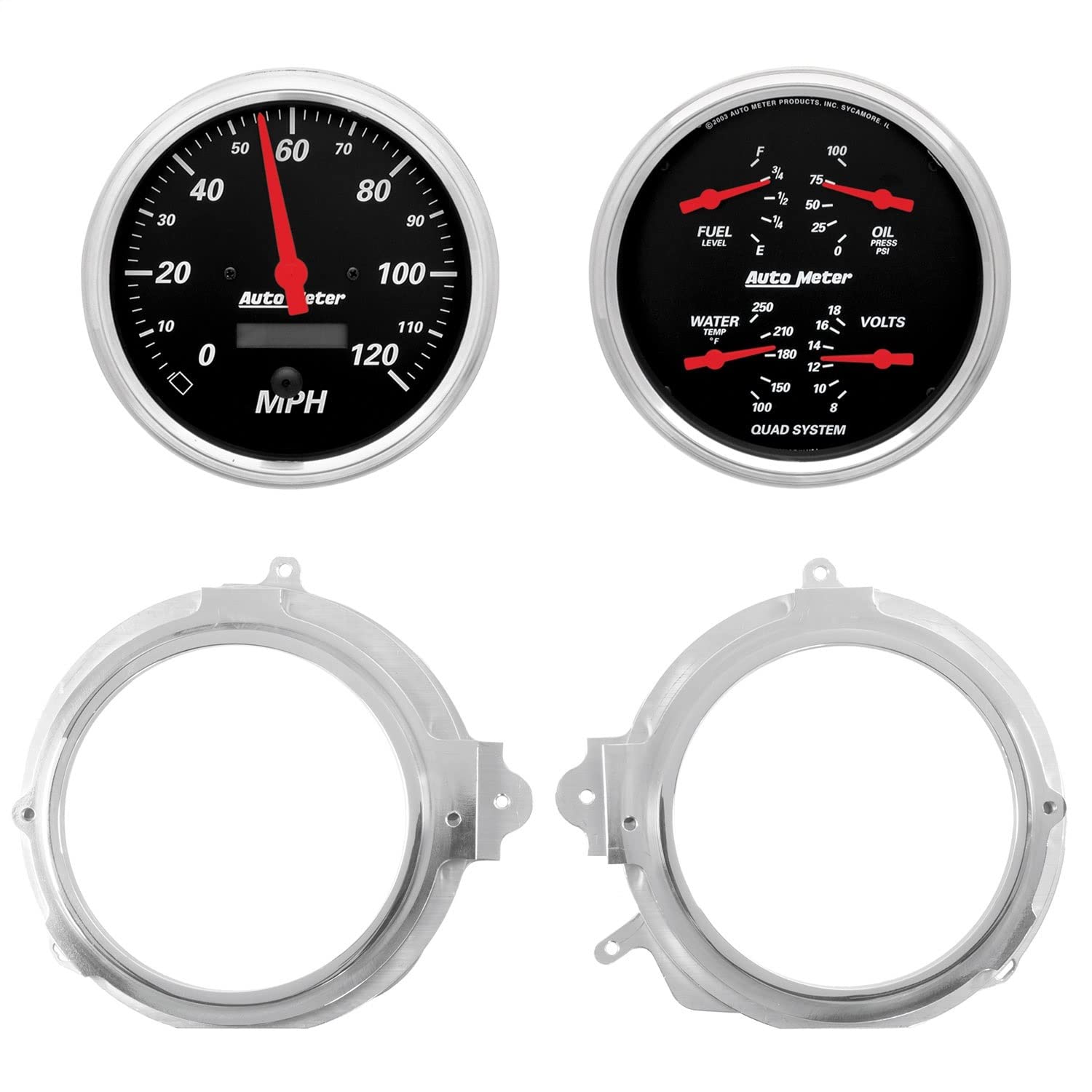 AUTO METER Direct Fit Dash Kit 7050-06, 2 Pc, Camaro/Firebird 67-68, 2 X 5 Sr Bezel Designer Black