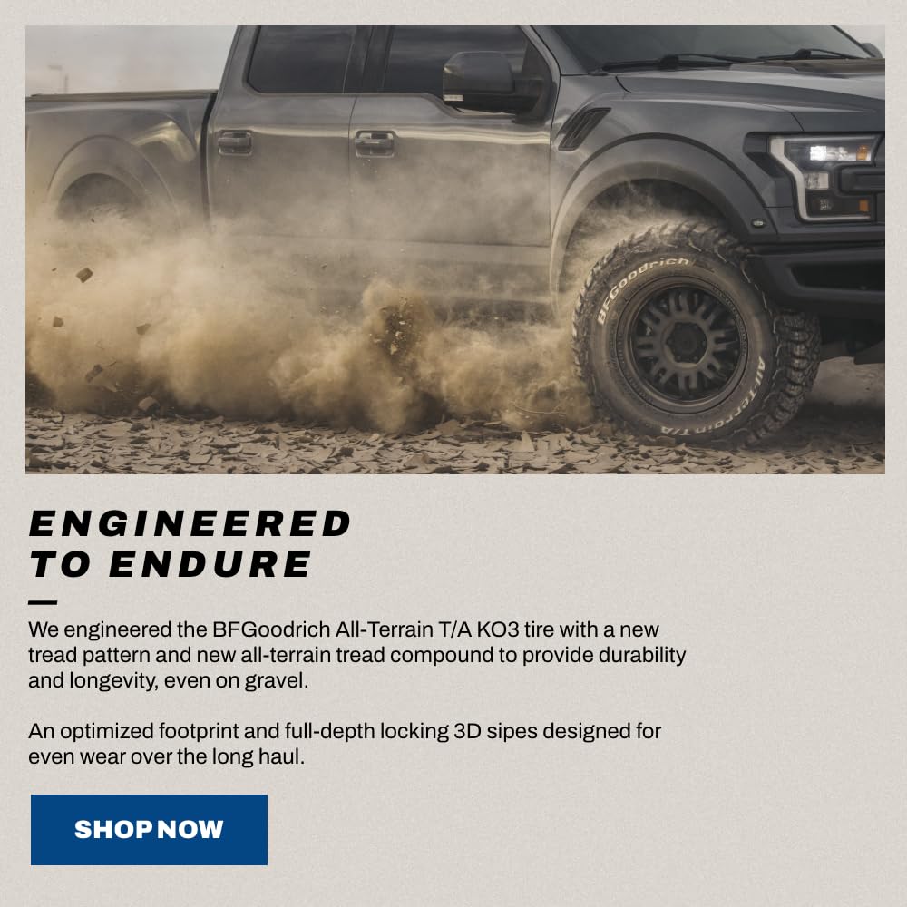 All-Terrain BFGoodrich T/A KO3 Car Tire for Light Trucks, SUVs, and Crossovers, LT265/70R16/D 117/114S