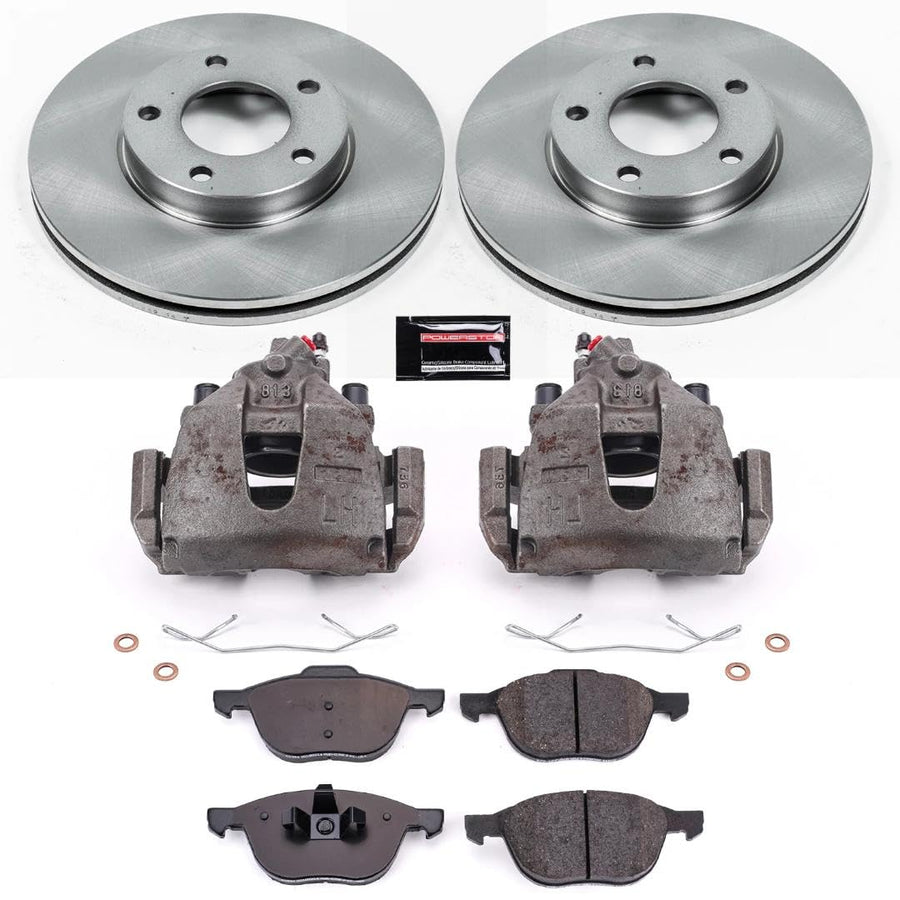 Power Stop KCOE120 Replacement Autospeciality Front Caliper Kit- OE Rotors, Ceramic Brake Pads, Calipers For Mazda 3 2004-2007 [Model Specific]