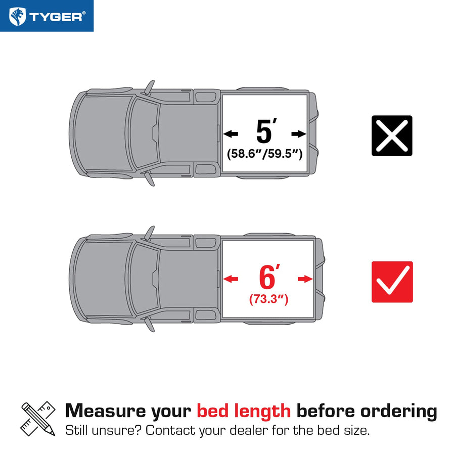 Tyger Auto T1 Truck Bed Soft Roll-up Tonneau Cover Compatible with 2005-2021 Nissan Frontier; 2009-2012 Suzuki Equator | 6' (73") Bed | TG-BC1N9035