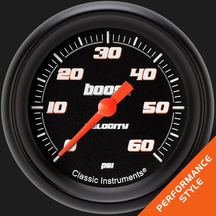 Velocity Black Classic Instruments 2 5/8" Boost Gauge 60 PSI Electric VS343BBPF