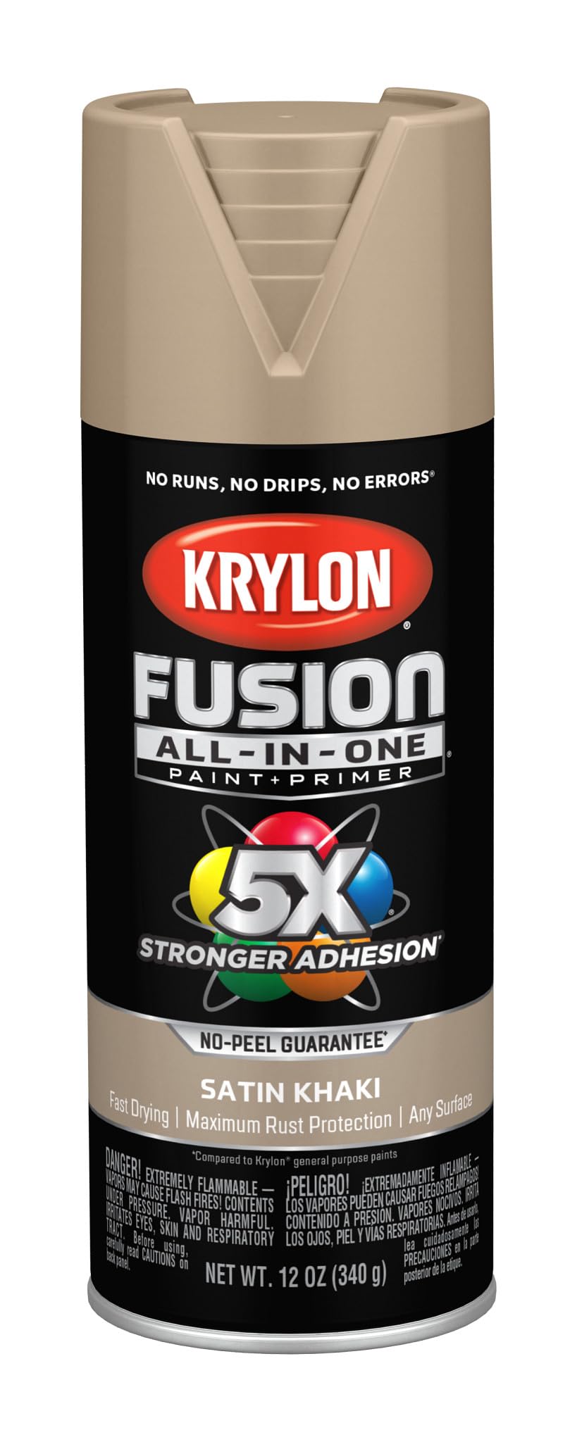 Krylon All-In-One Fusion Adhesive Spray Paint for Indoor/Outdoor Use, 12 oz, Khaki