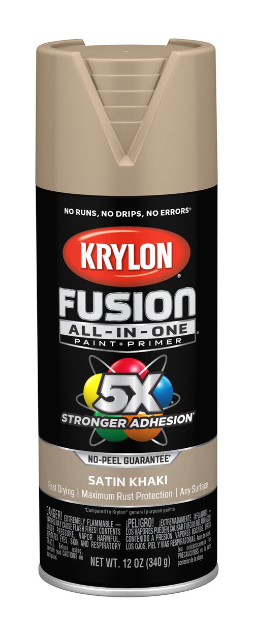 Krylon All-In-One Fusion Adhesive Spray Paint for Indoor/Outdoor Use, 12 oz, Khaki