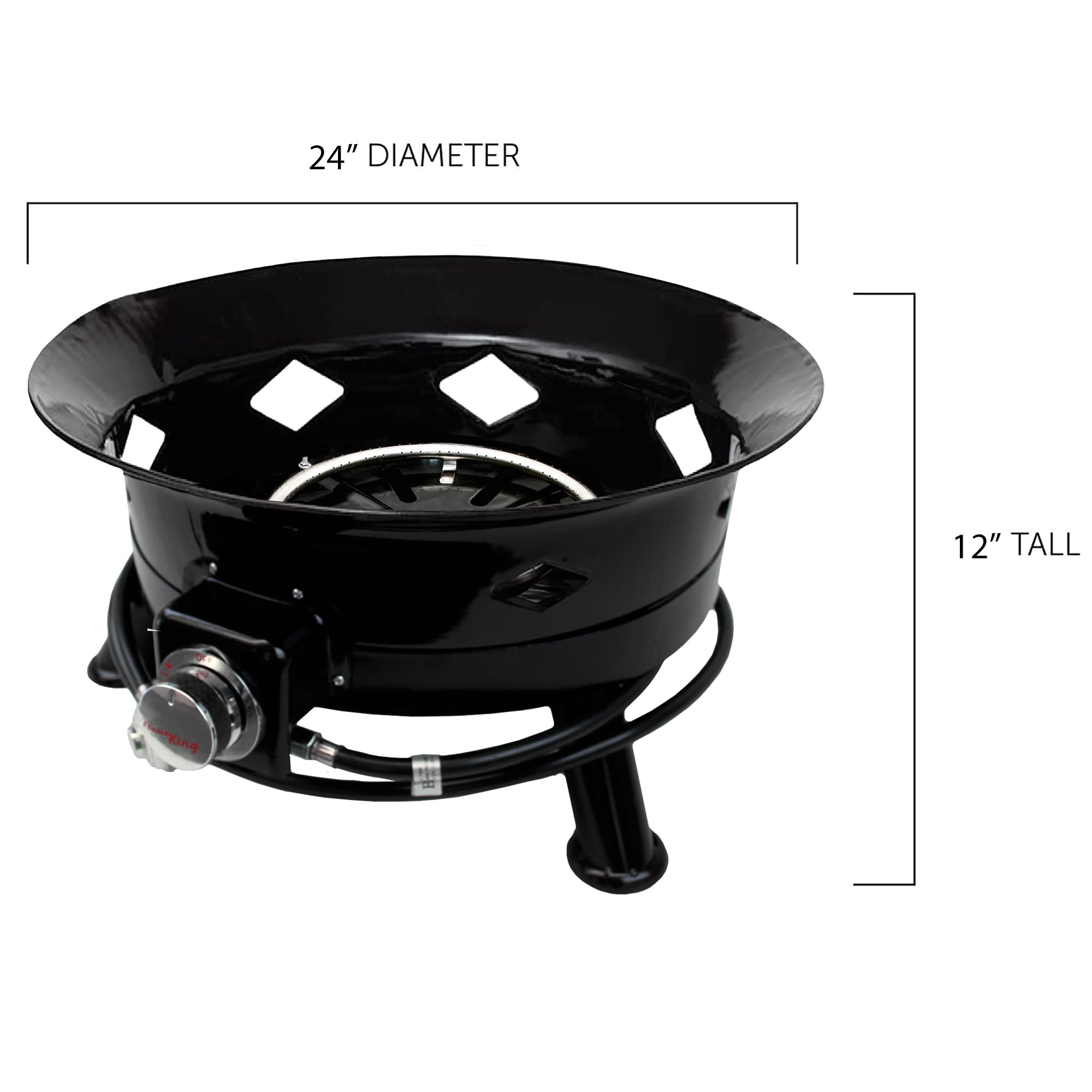 Flame King Propane Smokeless Fire Pit, 24-inch Portable Firebowl, 58K BTU with Self Igniter, Cover, & Carry Straps for RV, Camping, & Outdoor Living