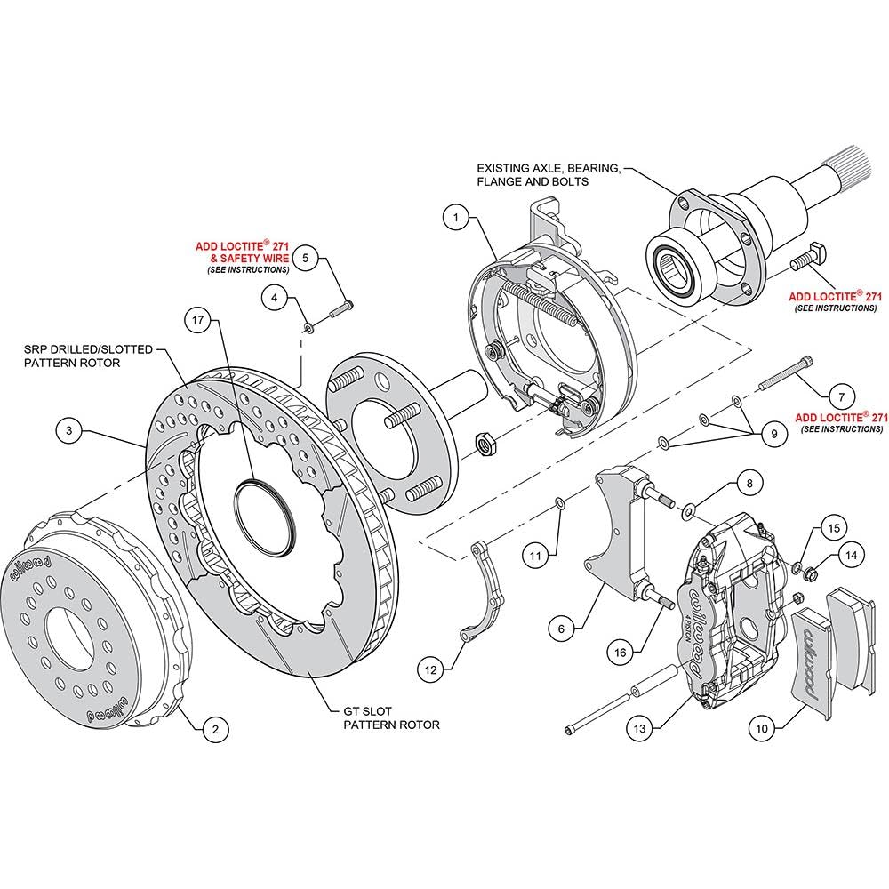 Rear P-Brk Kit, FNSL4R, 12.88" Drilled