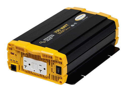 GP-ISW700-700W Go Power! Industrial Pure Sine Wave Inverter, 12V to 120V AC, Dual GFCI Outlets, PowerSave Mode, Overload Protection, Low-Profile Design, Ideal for Appliances & Sensitive Electronics
