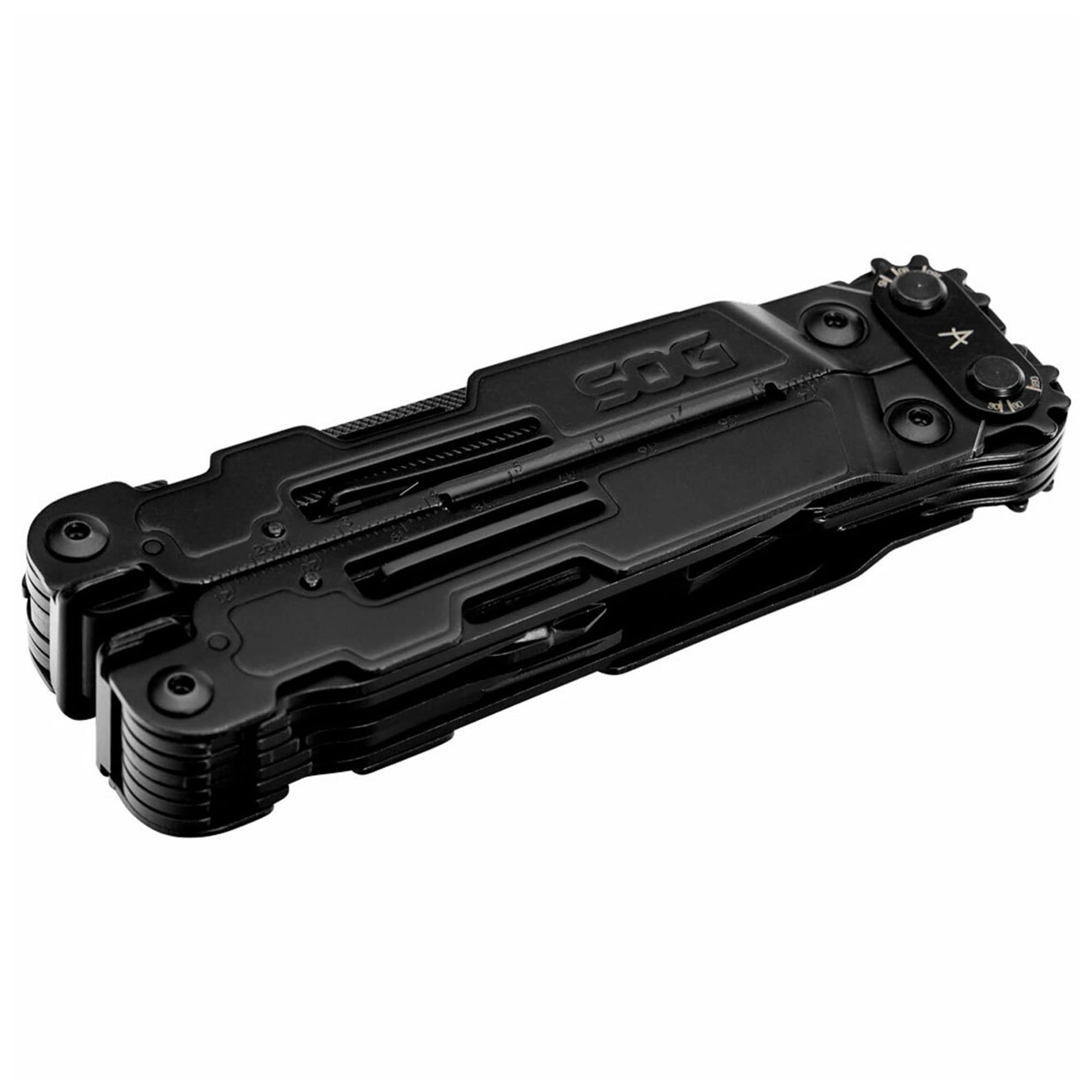 SOG PowerAccess Deluxe Heavy Duty All-Around Stainless Steel Multi-Tool w/Nylon Sheath, Two Knife Blades, Can & Bottle Opener, Black