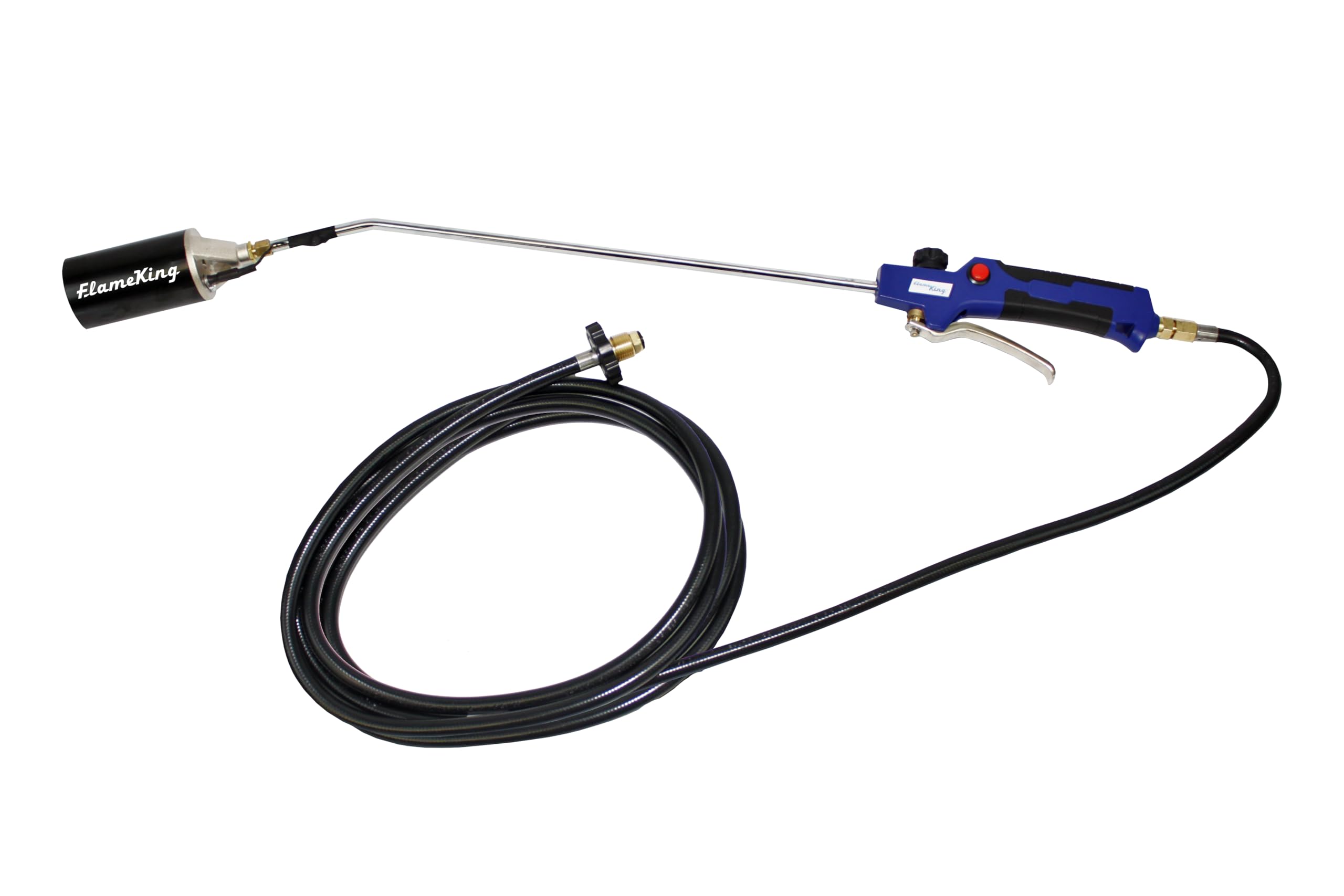 Flame King Heavy Duty Propane Torch Kit Weed Burner, 340,000 BTU with Battery Operated Igniter (Self Igniting), with 10-Ft Hose Regulator Assembly