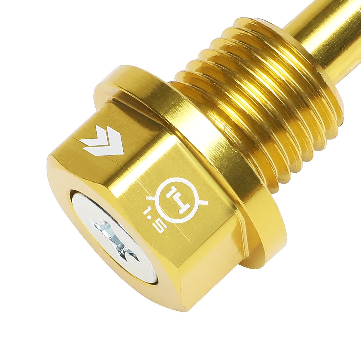 Magnetic Oil Drain Plug NRG Innovations, M14 X 1.5 Thread Size Engine Oil Drain Nut w/Washer, Gold, T-6061 Aluminum w/Stainless Steel Internal Magnet, NRG-NOP-100GD