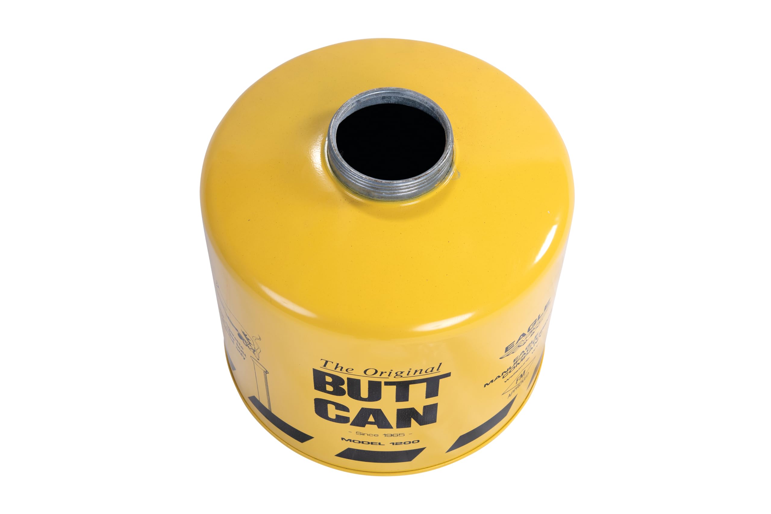 Eagle Yellow 1200YELLOW All Metal Galvanized Steel Original Butt Can, 5 gallon Capacity, 33" Height, 12" Diameter