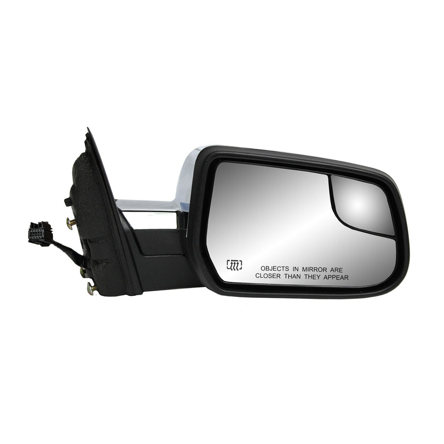 Fit System Mirror Passenger Side for Chevrolet Equinox LT, GMC Terrain, Textured Black w/Chrome Cover, spot Mirror, Foldaway, w/o Memory, Heated Power