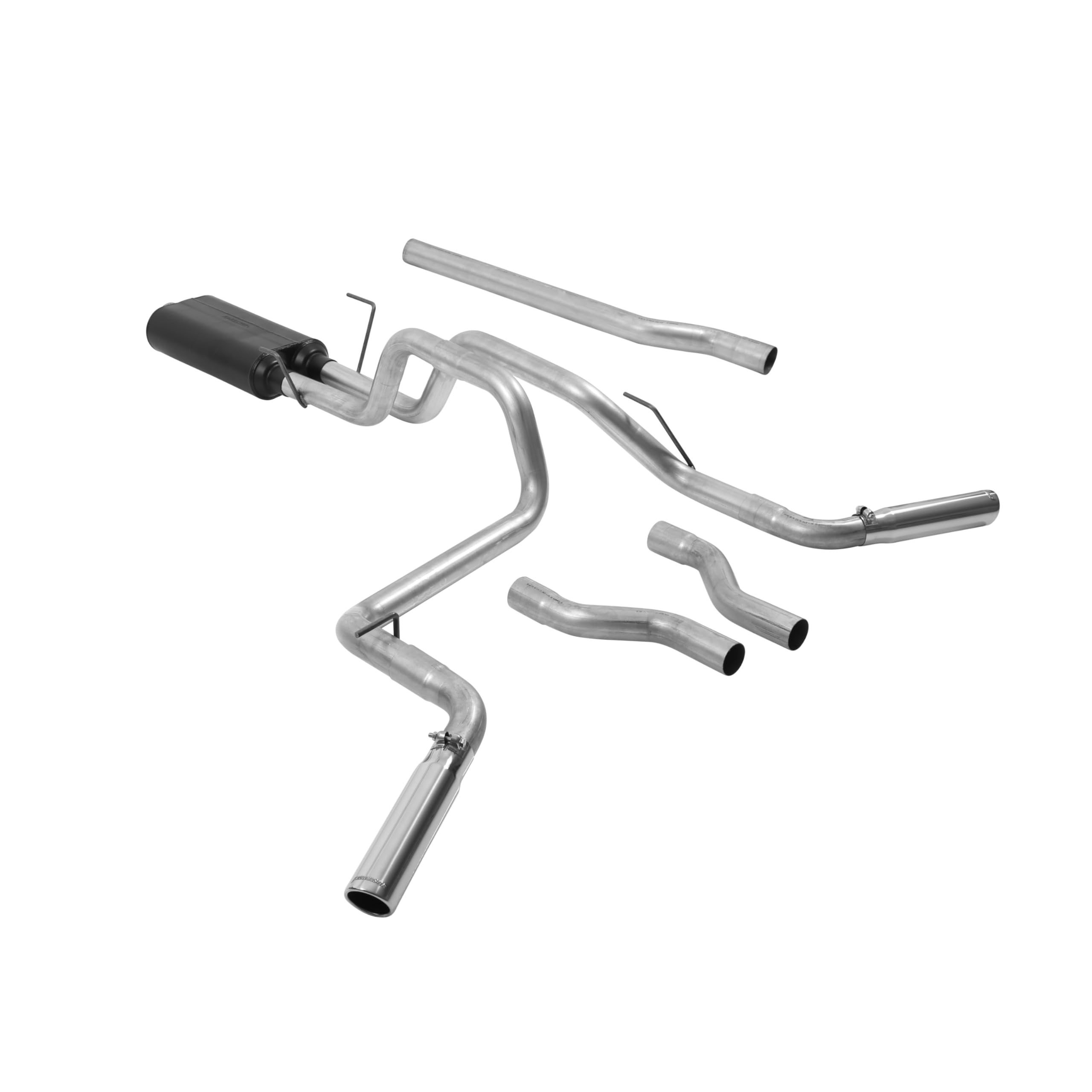 American Thunder Flowmaster 17438 Cat-Back Exhaust Kit Dual 2.5 Inch Aluminized Steel Tailpipes 3 Inch Polished 304 Stainless Steel Tips Compatible with 2003-2008 Dodge Ram 2500 3500 5.7L