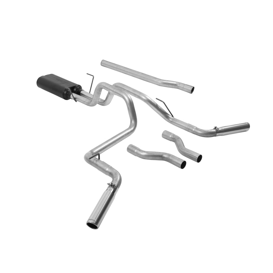 American Thunder Flowmaster 17438 Cat-Back Exhaust Kit Dual 2.5 Inch Aluminized Steel Tailpipes 3 Inch Polished 304 Stainless Steel Tips Compatible with 2003-2008 Dodge Ram 2500 3500 5.7L