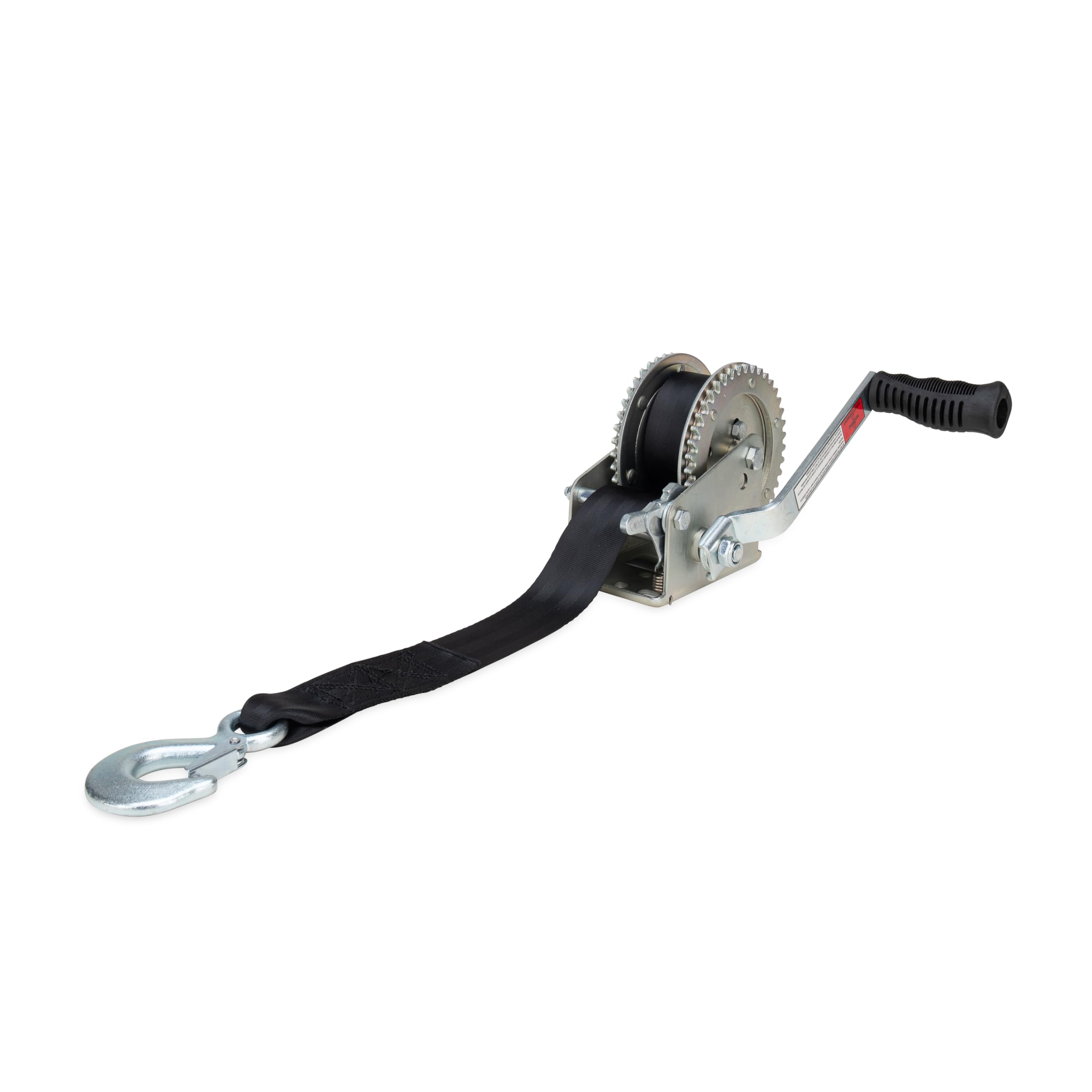 2000lb Camco Boat Trailer Winch - Manual Hand Crank Boat Winch Features 20-Foot Strap & 2-Way Ratchet - 2,000lb Weight Capacity - Boat Trailer Accessories (50000)