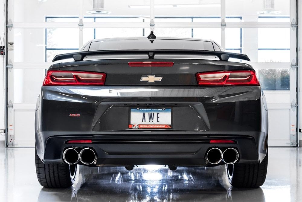 16-19 Chevrolet Camaro SS AWE Tuning Axle-Back Exhaust - Track Edition (Quad Chrome Silver Tips) - 3020-42067