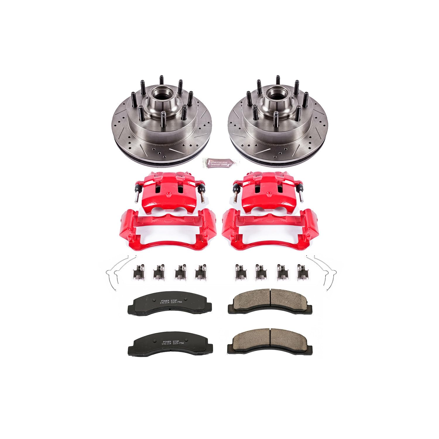 Power Stop 1-Click Performance Brake Kit with Caliper For Ford Excursion KC1392 2003-2005, Ford F-250 Super Duty 2003-2004, Ford F-350 Super Duty 2003-2004 [Model Specific]