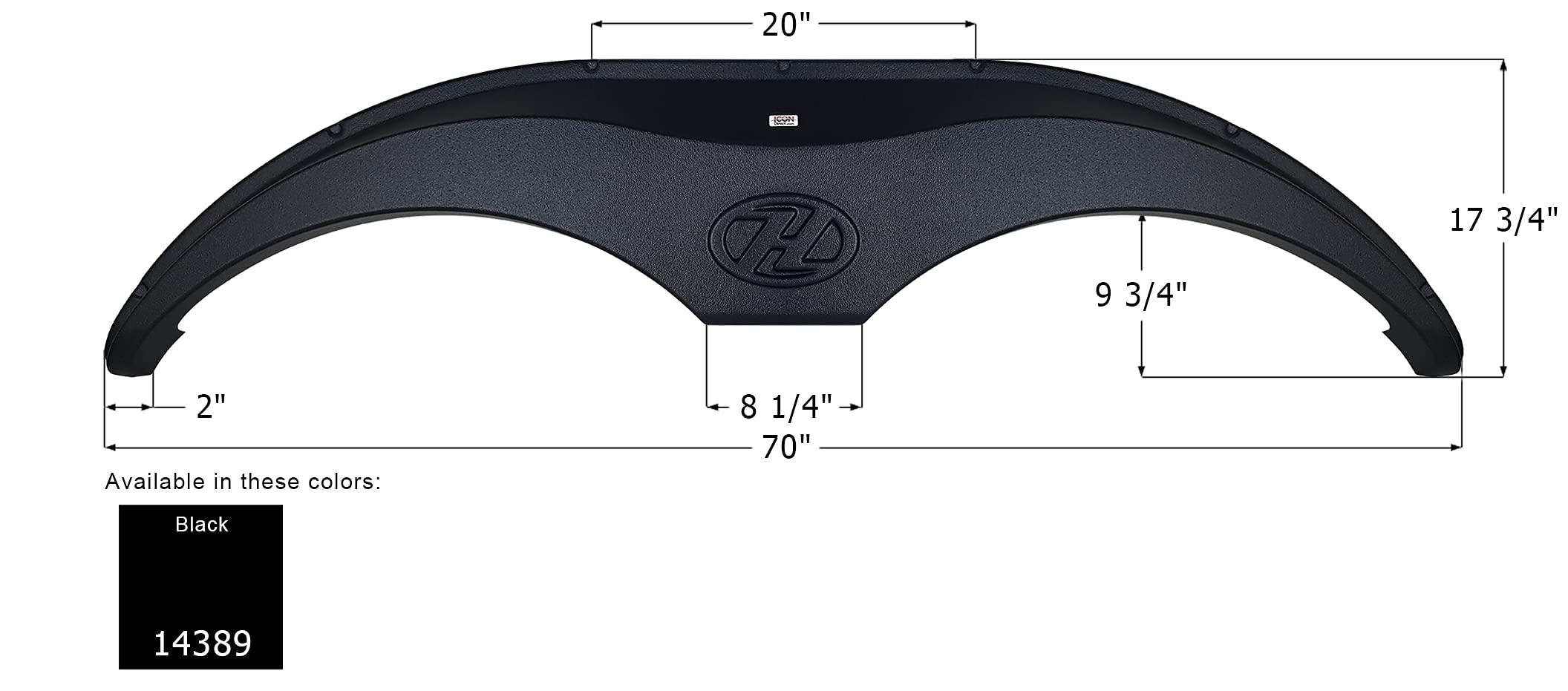 ICON Fender Skirt 14389, Tandem, Heartland, FS4389, Black