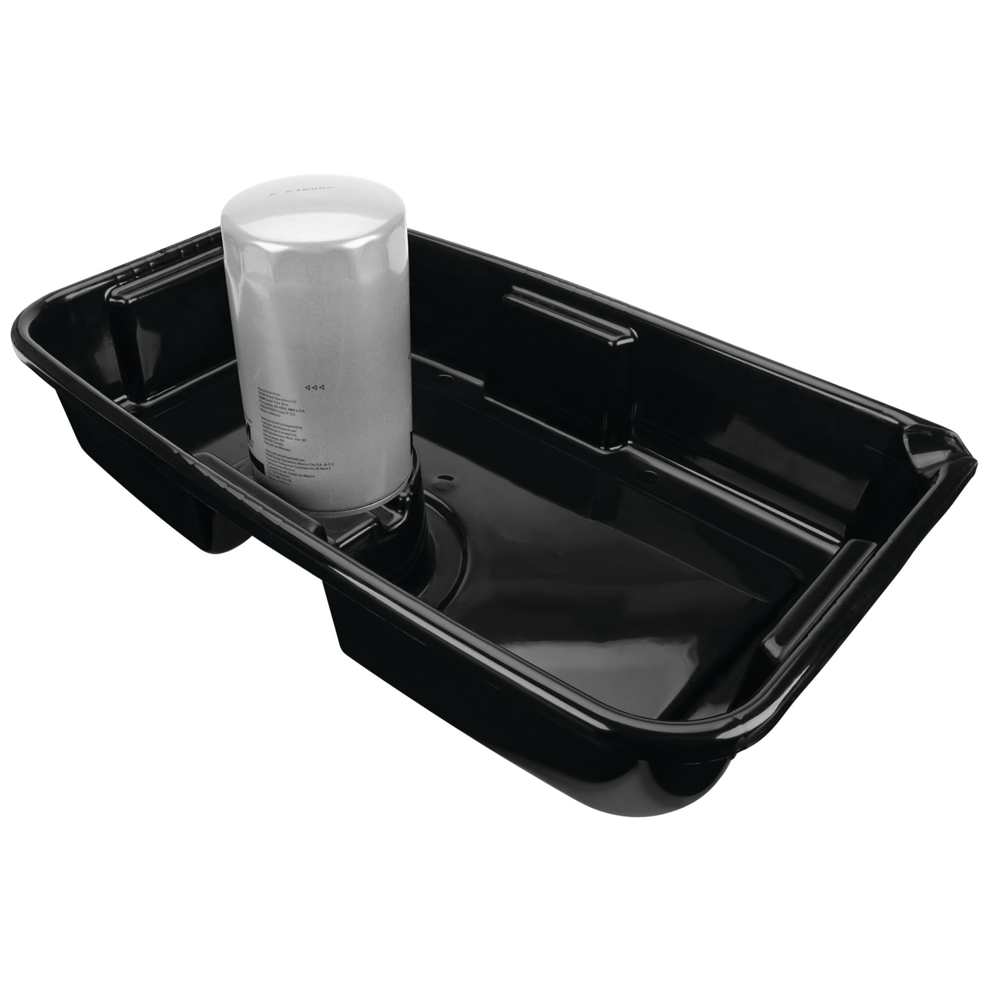11-Quart Performance Tool W4079 Oil Drain Pan, Chemical-Resistant, Oil Filter Stand, Black