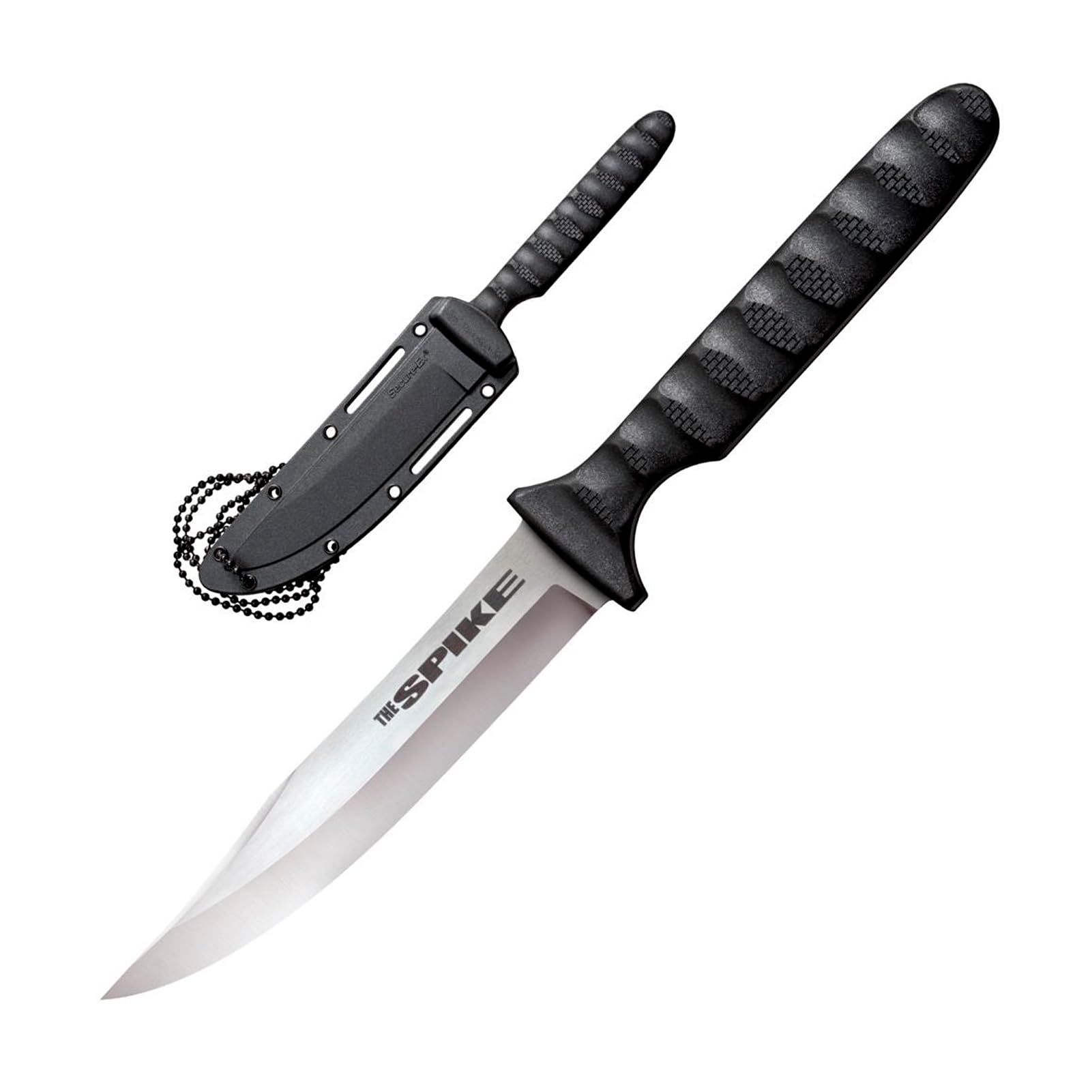 Cold Steel 4" Bowie Spike Durable Lightweight German 4116 Stainless Steel Fixed Blade Tactical Outdoor Hunting Neck Knife, Textured Griv-Ex Handle, Secure-Ex Sheath