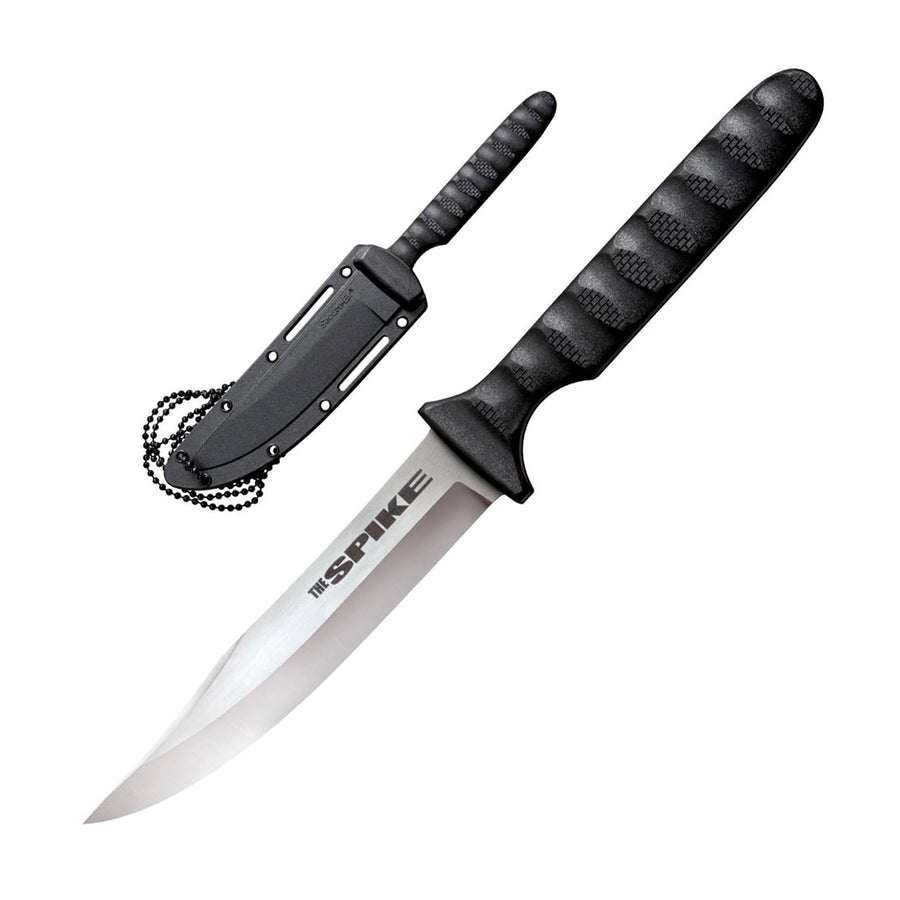 Cold Steel 4" Bowie Spike Durable Lightweight German 4116 Stainless Steel Fixed Blade Tactical Outdoor Hunting Neck Knife, Textured Griv-Ex Handle, Secure-Ex Sheath