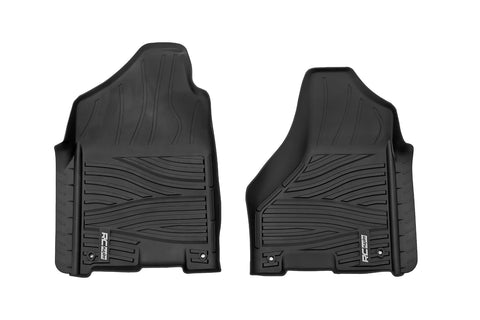 Rough Country Front Flex-Fit Floor Mats for Ram 1500 (2012-2018 & Classic) Crew Cab - Custom All-Weather Non-Slip TPE Liners with Spill Saver Lip