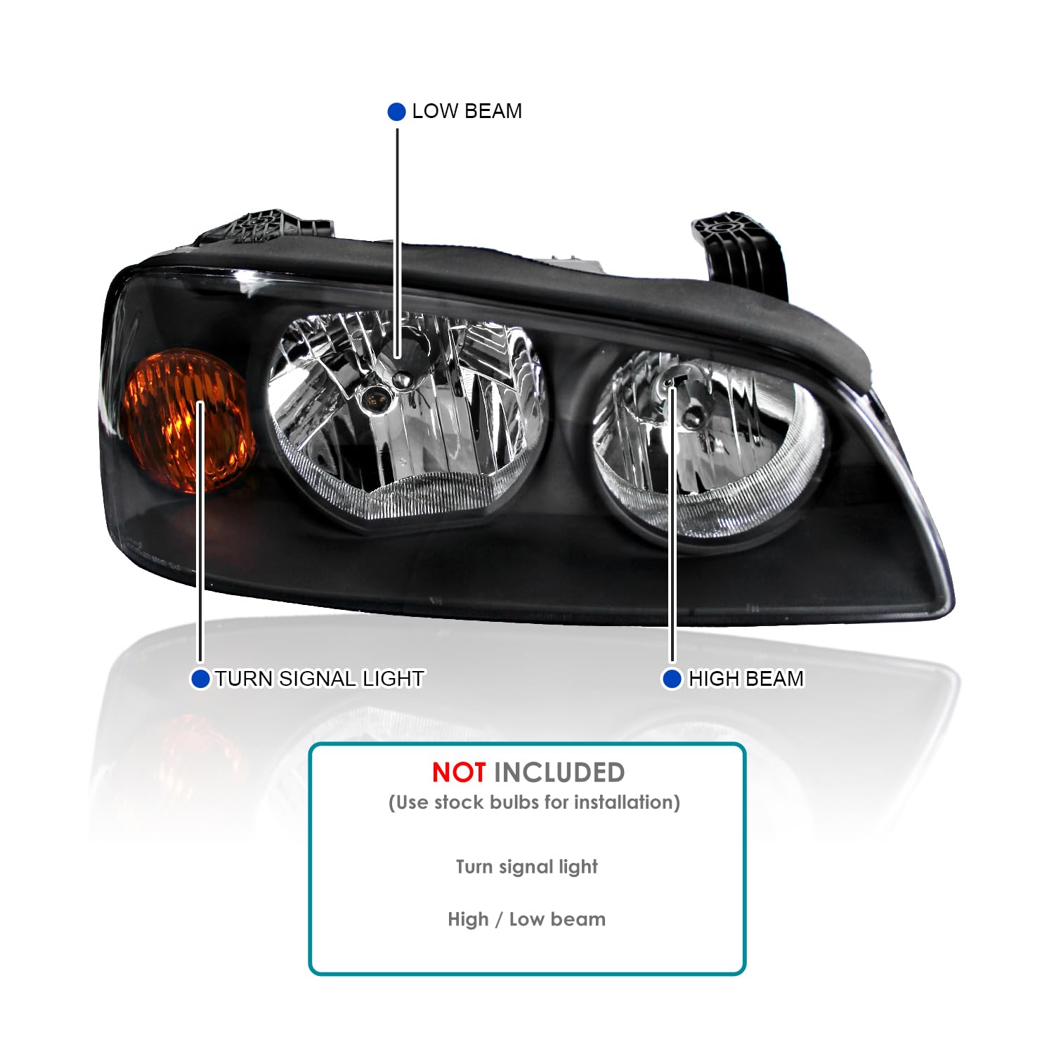 Replacement SPEC-D TUNING Black Headlights Compatible with 2004-2006 Hyundai Elantra L+R Pair Head Lights Lamps Assembly