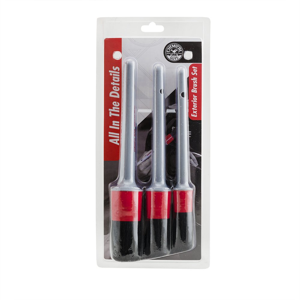 Chemical Guys Exterior Detailing Brushes All in the Details - 3-Piece Soft Scratch-Free Brushes for Wheels, Bumpers, Grilles, Badging & Tight Exterior Gaps on Cars, Trucks, SUVs & More