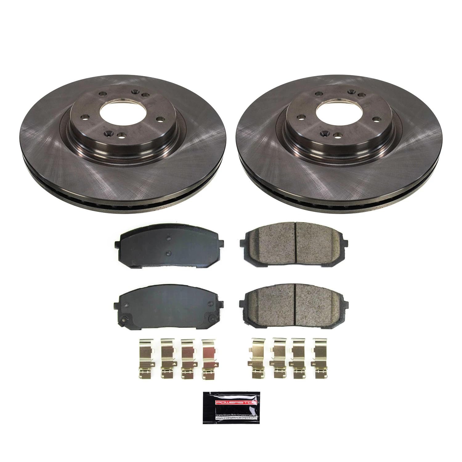 Power Stop Front Stock Replacement Brake Pad and Rotor Kit KOE8752 Autospecialty For Hyundai Elantra 2021-2023, Hyundai Sonata 2020-2022, Kia K5 2021-2023 [Model Specific]