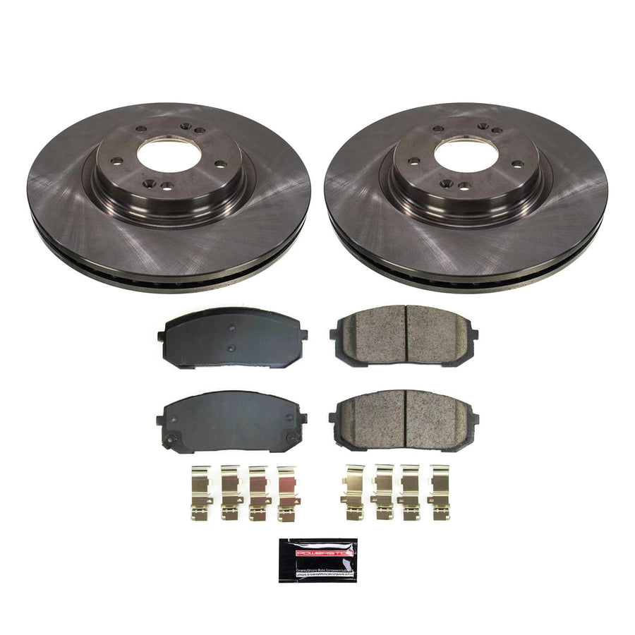 Power Stop Front Stock Replacement Brake Pad and Rotor Kit KOE8752 Autospecialty For Hyundai Elantra 2021-2023, Hyundai Sonata 2020-2022, Kia K5 2021-2023 [Model Specific]