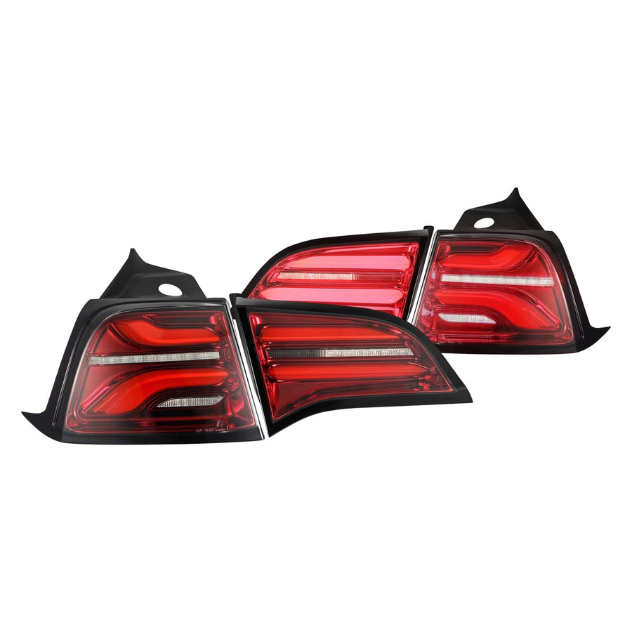 17-22 Tesla Model 3 AlphaRex PRO-Series LED Tail Lights Red Smoke w/Seq Sig
