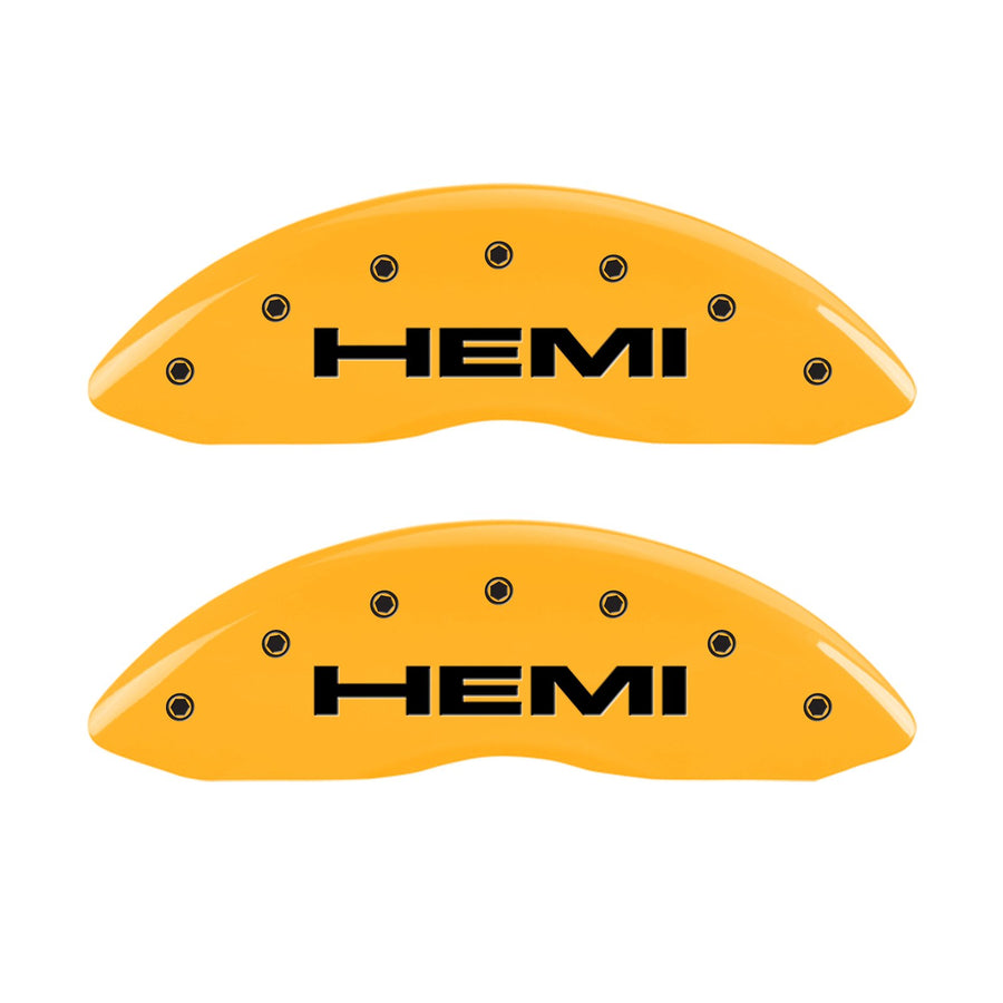 MGP Caliper Covers Yellow 42002SHEMYL Front and Rear Powder Coat Finish Black Character Caliper Cover, Set of 4