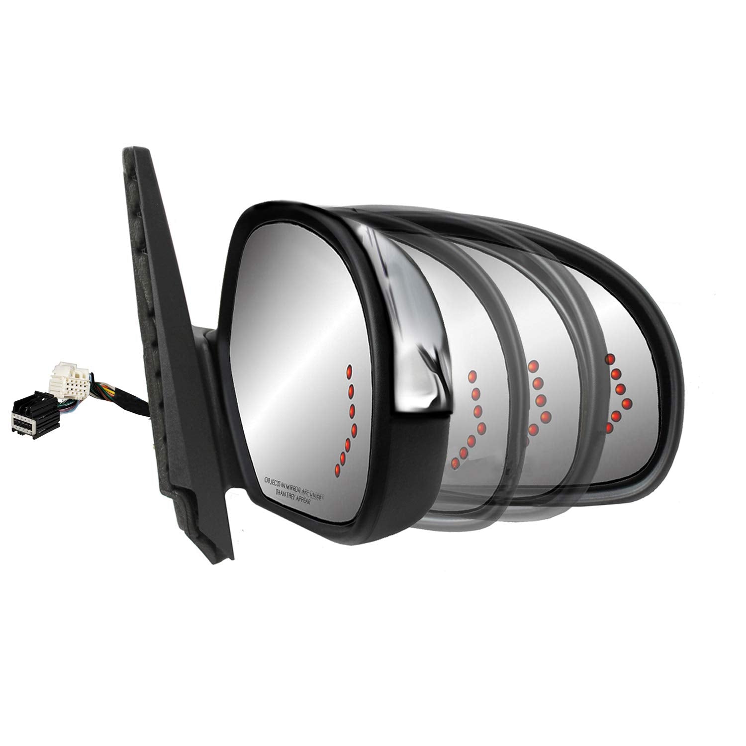 Fit System Mirror Passenger Side for Avalanche, Silverado/Sierra 1500, 2500, 3500, Suburban, Tahoe, Yukon/Denali/XL, Silverado/Sierra Hybrid, blk/chrm, Arrow Signal, Memory, Pwr FLD, HTD Pwr