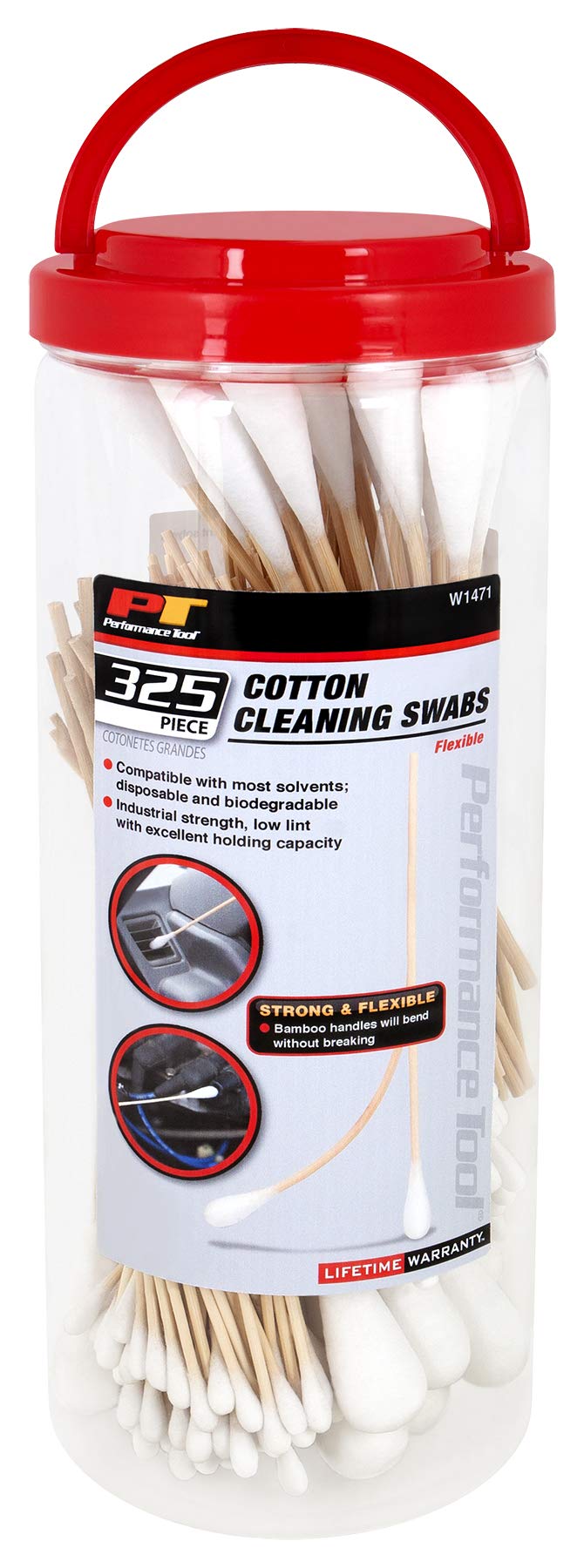 W1471 Performance Tool 325 pc. Cotton Cleaning Swabs Set for Precise Cleaning of Delicate Surfaces, Electronics, and Optics