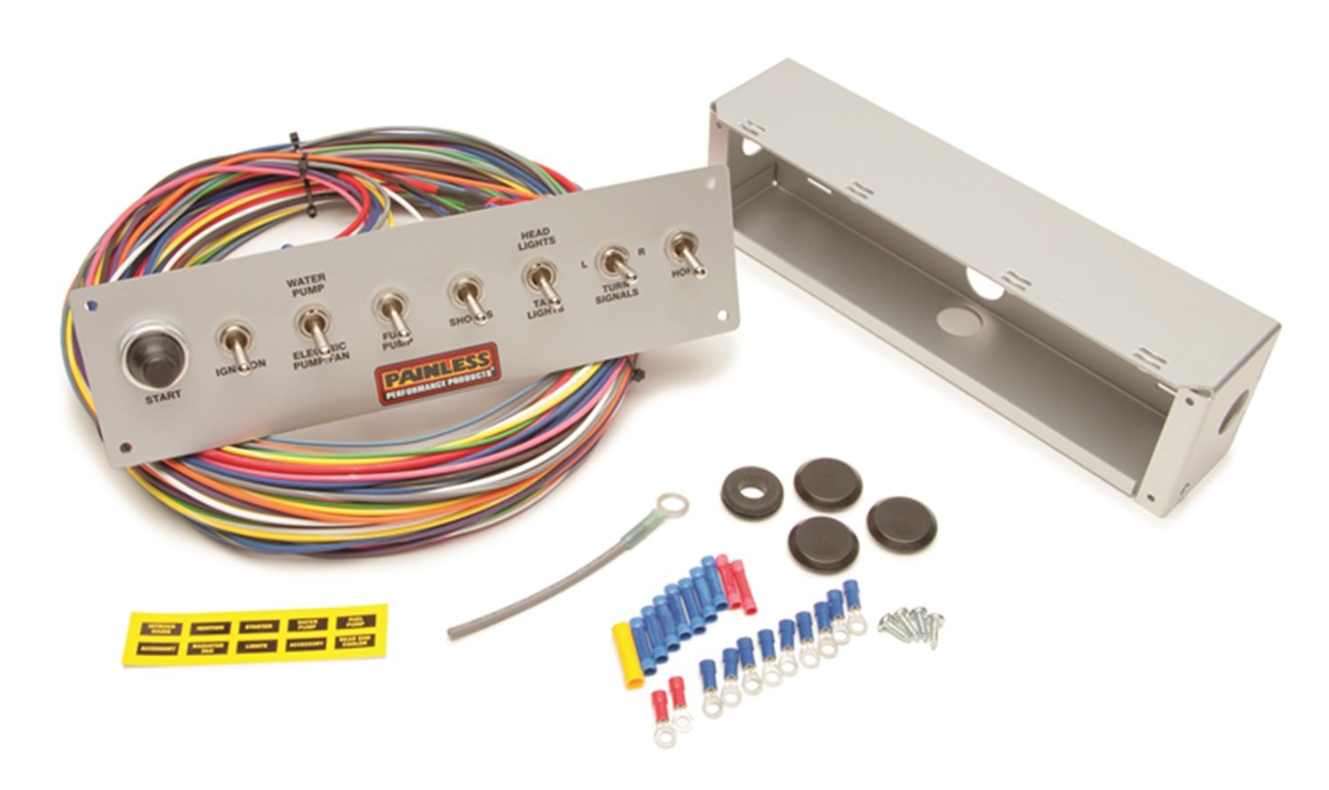 Performance Painless 50410 Brushed Aluminum Pro Street Toggle Switch Panel, 8-Switch