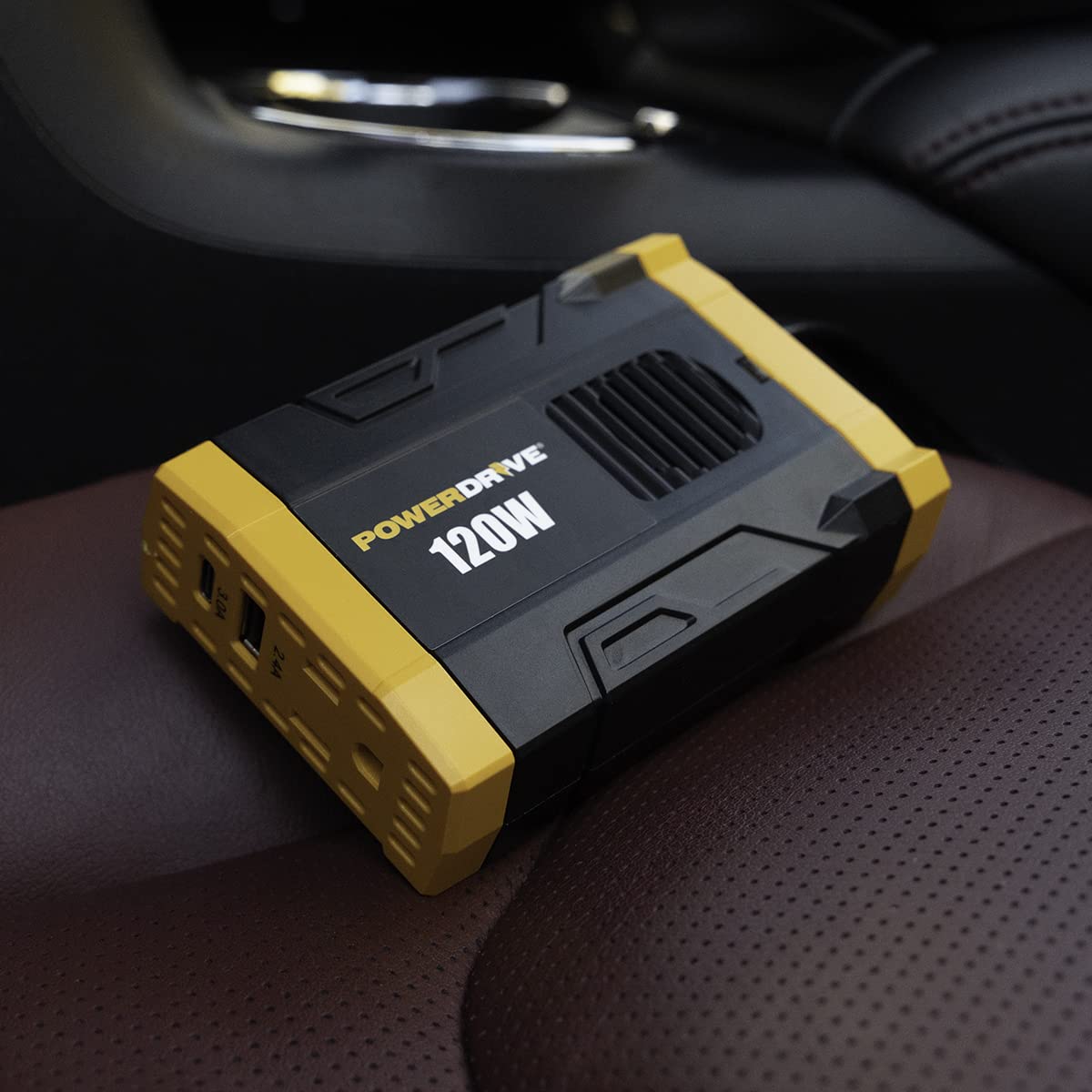 PowerDrive 120 Watt PWD120 Slim Power Inverter 12v DC to 110v AC with Outlet and 2 USB Ports