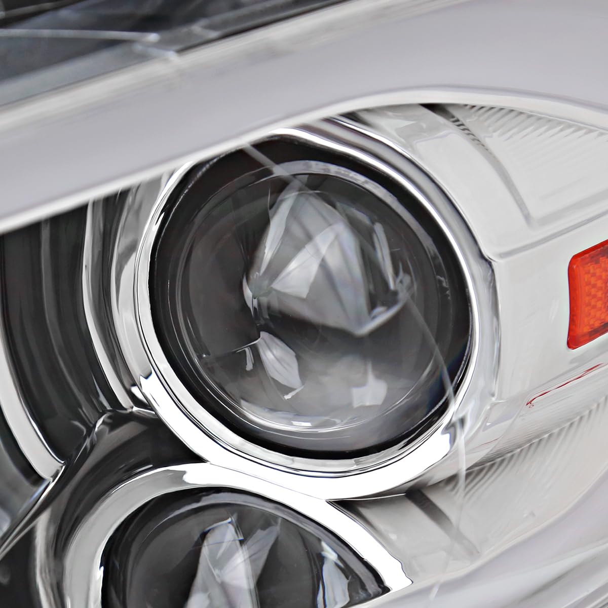 Chrome Projector Headlights SPEC-D TUNING w/Switchback Sequential LED Signal Tube and Startup Animation Compatible with 2013-2016 Dodge Dart, Left + Right Pair Headlamps Assembly