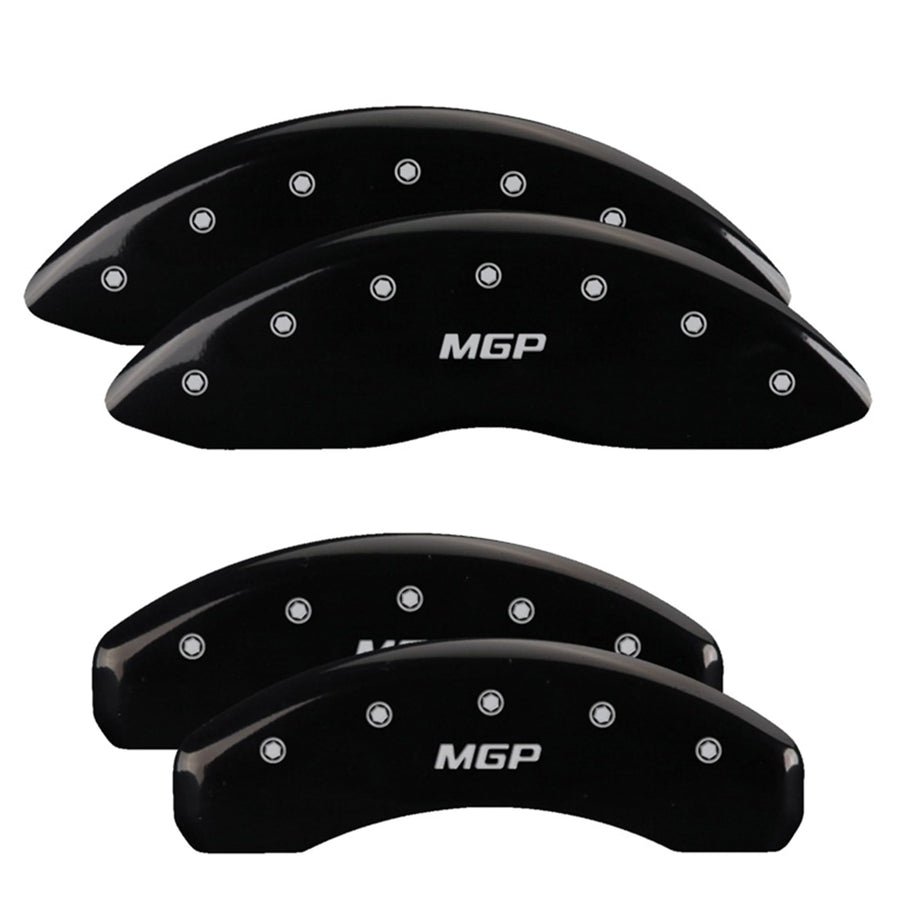 Brake Caliper Covers MGP for Ford Expedition 2003-2006, Black Powder Coated Engraved with Silver MGP Logo, Front and Rear (Set of 4)