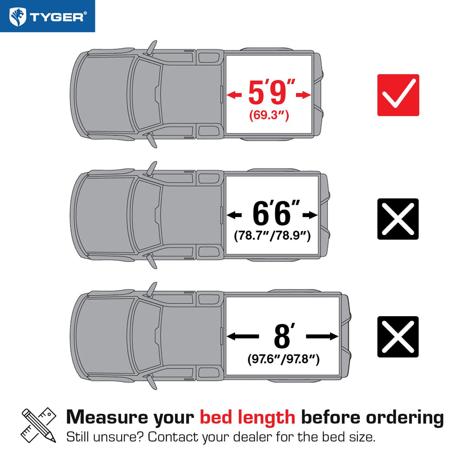 Tyger Auto T1 Truck Bed Soft Roll-up Tonneau Cover Compatible with 2007-2013 Chevy Silverado GMC Sierra 1500 (NOT FIT 2007 Classic) | 5'9" (69") Bed | TG-BC1C9003