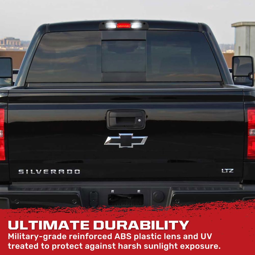 RECON - Fits 2014-2018 Silverado & Sierra (3rd Gen) 1500, 2500, 3500 Ultra High Power Red CREE XML LED 3rd Brake Light with White LED Cargo Lights with Smoked Lens