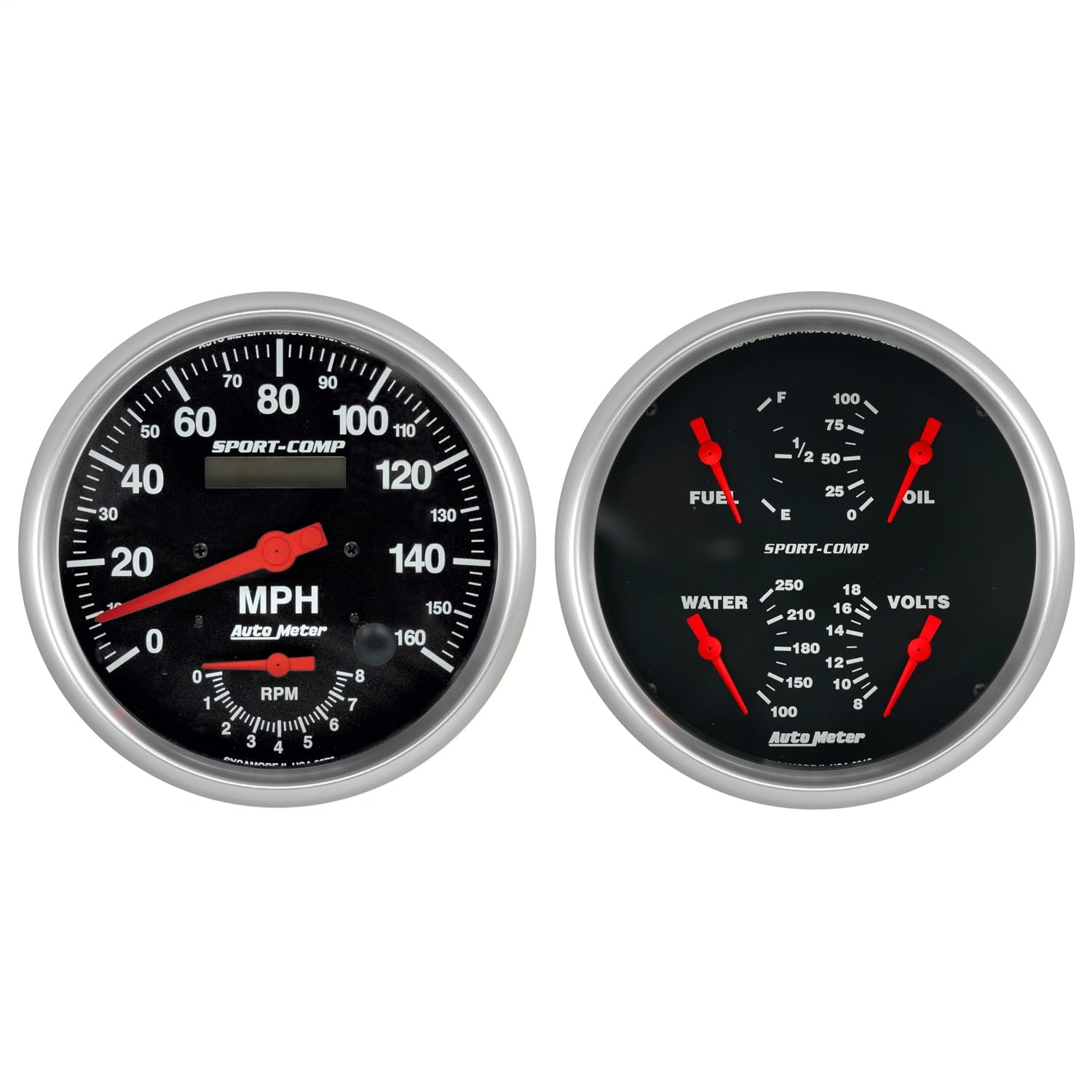 Auto Meter Gauge Kit 3505, 2 Pc., Tach/Speedo & Quad, 5", Sport-Comp