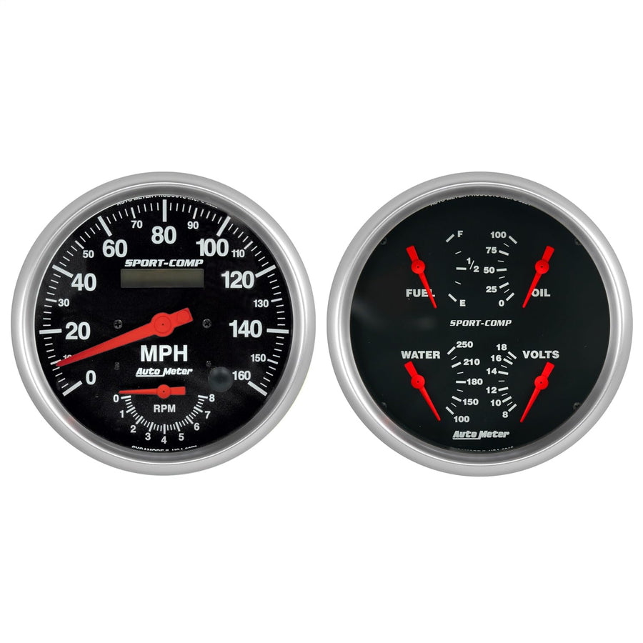 Auto Meter Gauge Kit 3505, 2 Pc., Tach/Speedo & Quad, 5", Sport-Comp