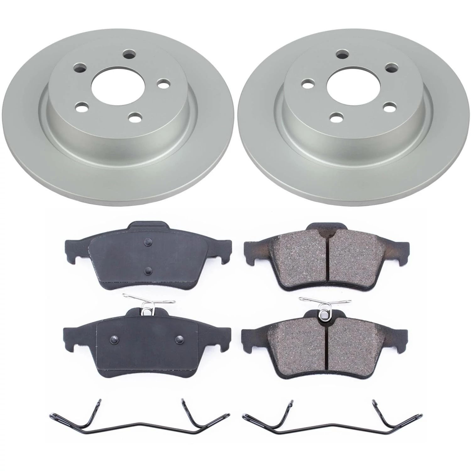 Power Stop Rear Coated Rotor Kit CRK8176,Z17-Coated Brake Rotors, Ceramic Brake Pads For Ford Transit Connect 2018-2023 [Model Specific]