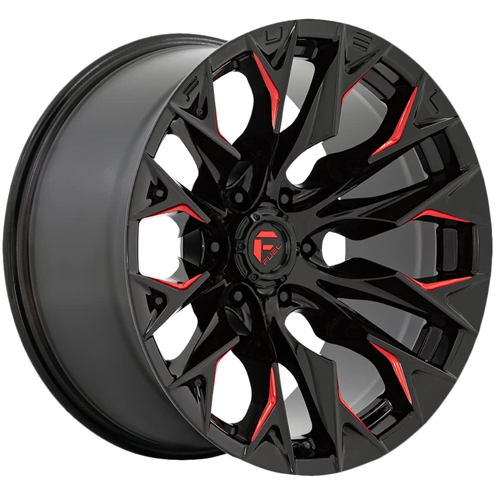 D823 FLAME FUEL OFF-ROAD 22X12, 6X135, 4.77, -44mm GLOSS BLACK MILLED WITH CANDY RED - D82322208947