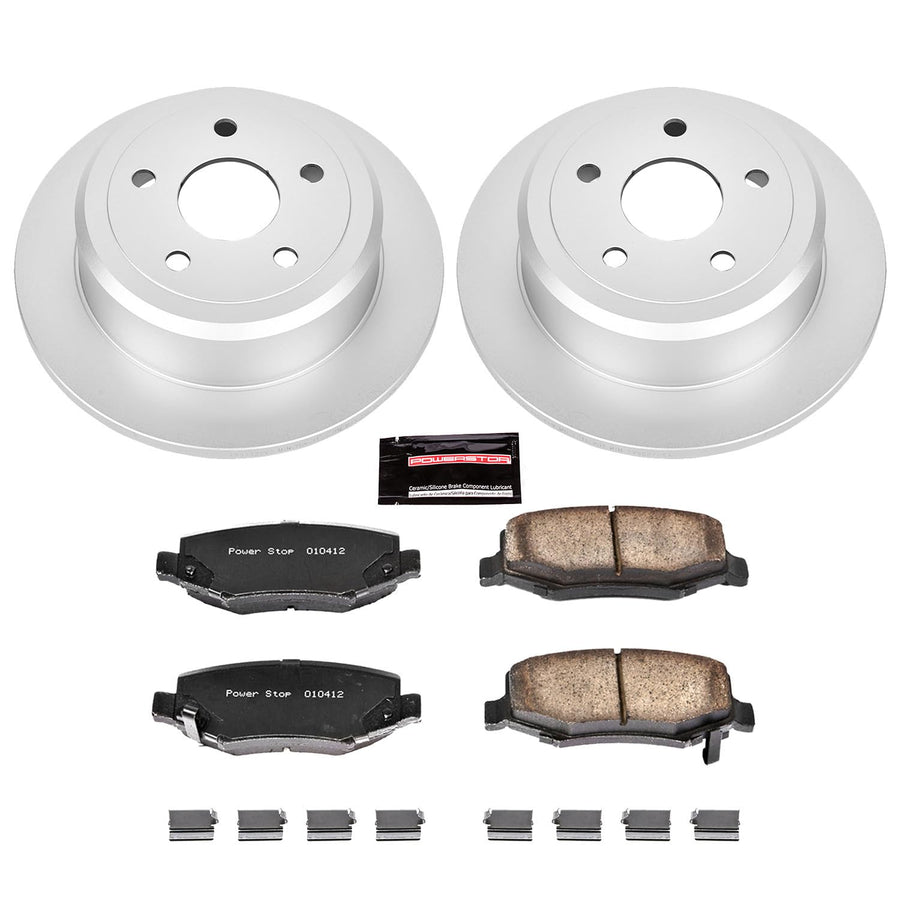 Power Stop CRK3090 Brake Rotor Coated & Ceramic Brake Pads- rear For Jeep Wrangler 2007-2017, Jeep Wrangler JK 2018 [Model Specific]