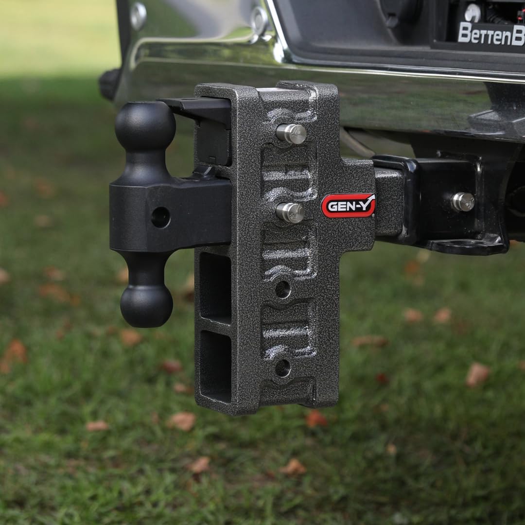 GEN-Y Offset Hitch Tow Hitch for 2.5" Receiver - 3" Rise/6" Drop with 4 Adjustable Positions, Includes Dual Ball Mount and Locking Pin, 21,000 lbs Towing Capacity, 3,000 lbs Tongue Weight