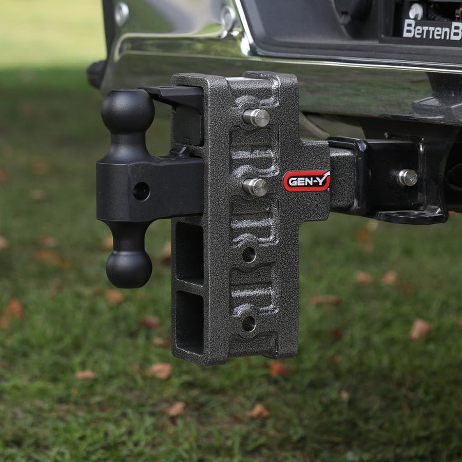 GEN-Y Offset Hitch Tow Hitch for 2.5" Receiver - 3" Rise/6" Drop with 4 Adjustable Positions, Includes Dual Ball Mount and Locking Pin, 21,000 lbs Towing Capacity, 3,000 lbs Tongue Weight