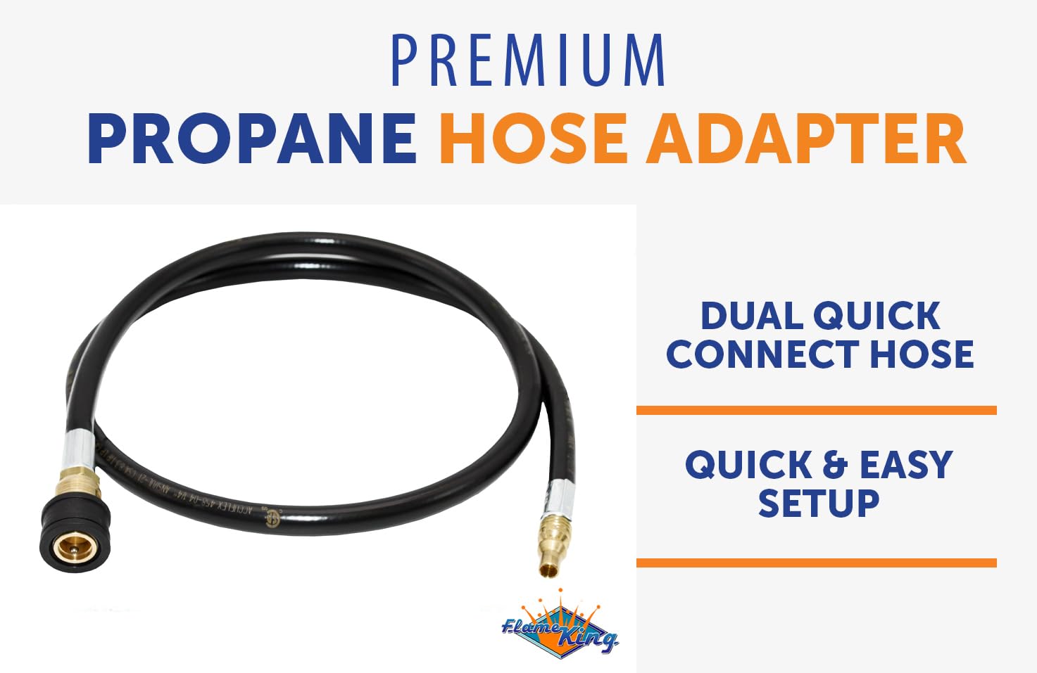 1/4" Flame King Model 250 Male and Female Quick Disconnect Thermoplastic Hose Assembly, LP Gas Only, 48 Inch, 1/4 Inch ID for RV, Van, Trailer, 100395-48, Black