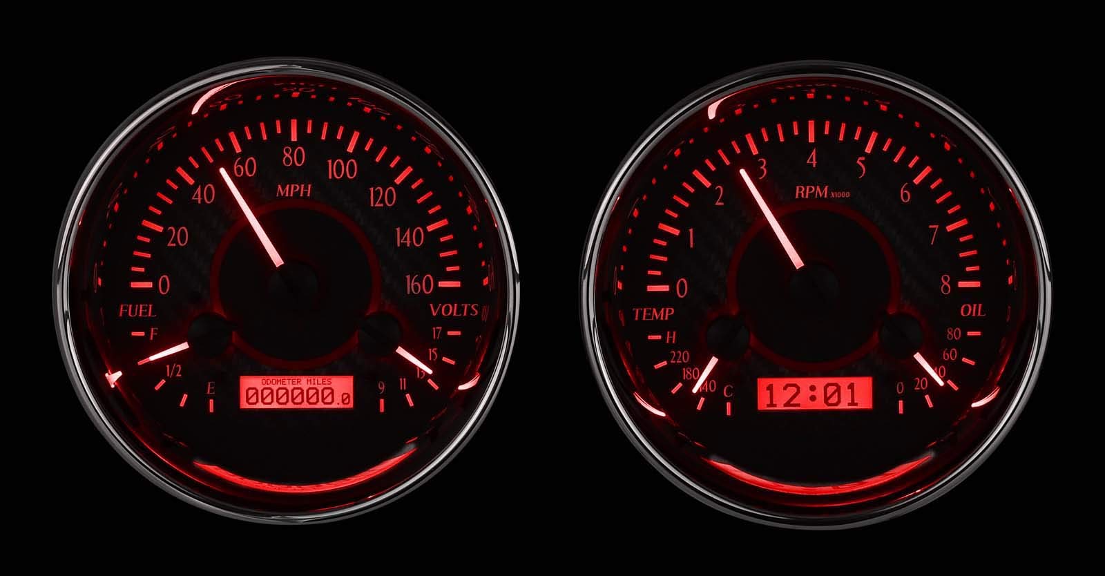VHX Dual Round Universal System, Carbon Fiber Face - Red Display